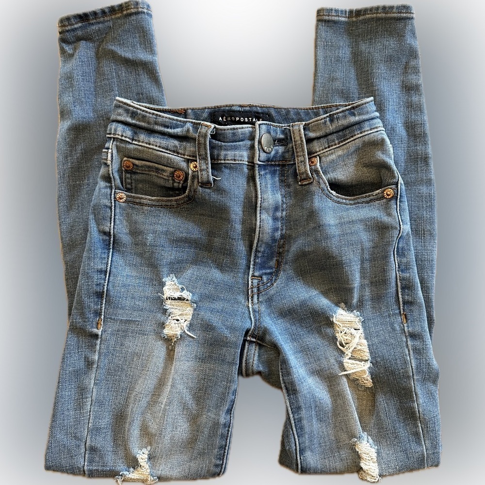 Aeropostale High Rise Jeggings Medium Wash Size 000 Short
